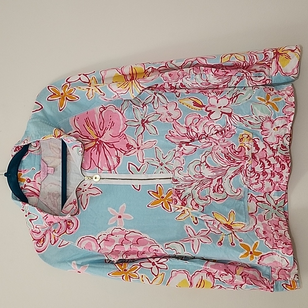 Lilly Pulitzer Tops Skipper Popover Floral Quarter-Zip Pullover Size Meduim - Picture 5 of 16